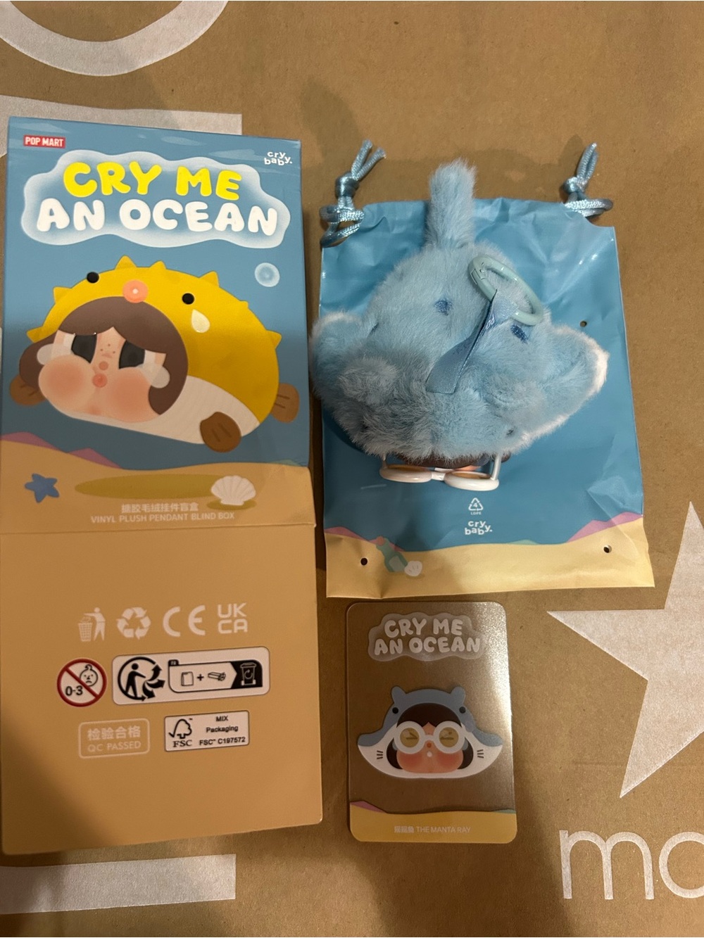 Pop Mart CRYBABY Cry Me an Ocean Series Vinyl Plush Pendant - The Manta Ray - Picture 3 of 4